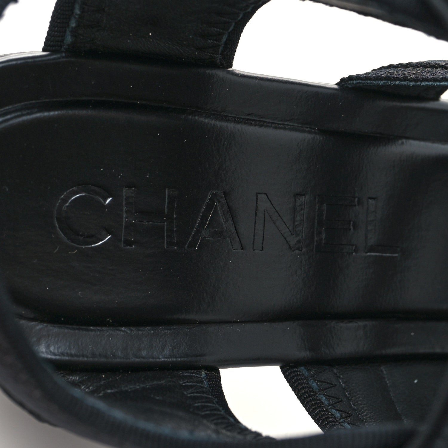 Chanel Fabric Metal CC Logo Sandals 37.5 Black 8 of 8