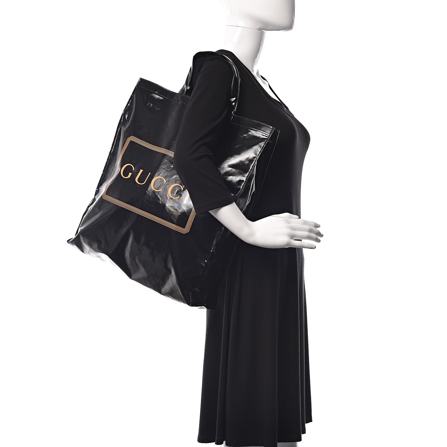 Gucci Patent Canvas Frame Logo Vertical Tote Black Crop 2 of 11