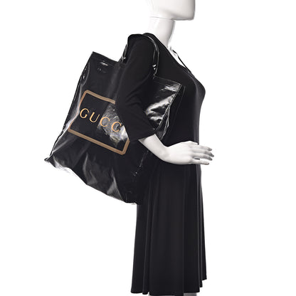Gucci Patent Canvas Frame Logo Vertical Tote Black Crop 2 of 11