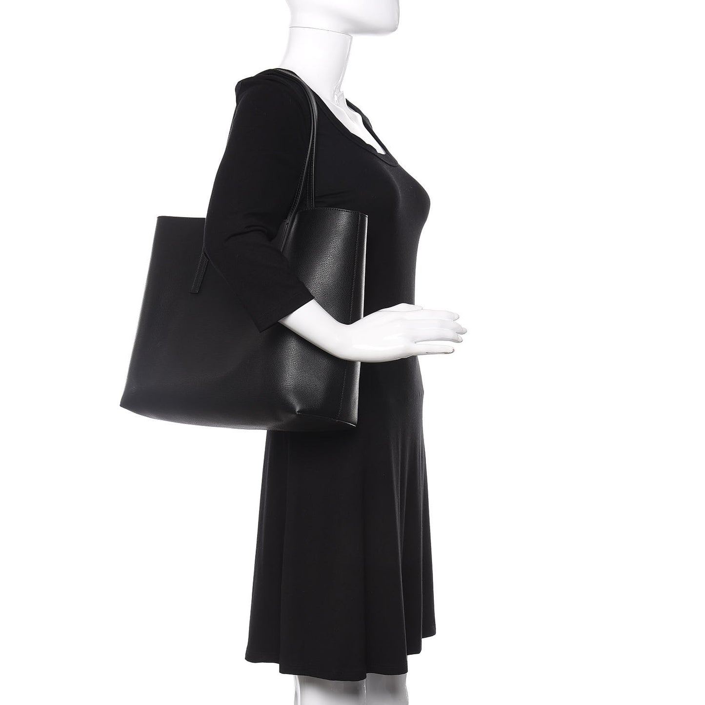 Vitello Vienna Enamel F is Fendi Shopping Tote Black Taupe