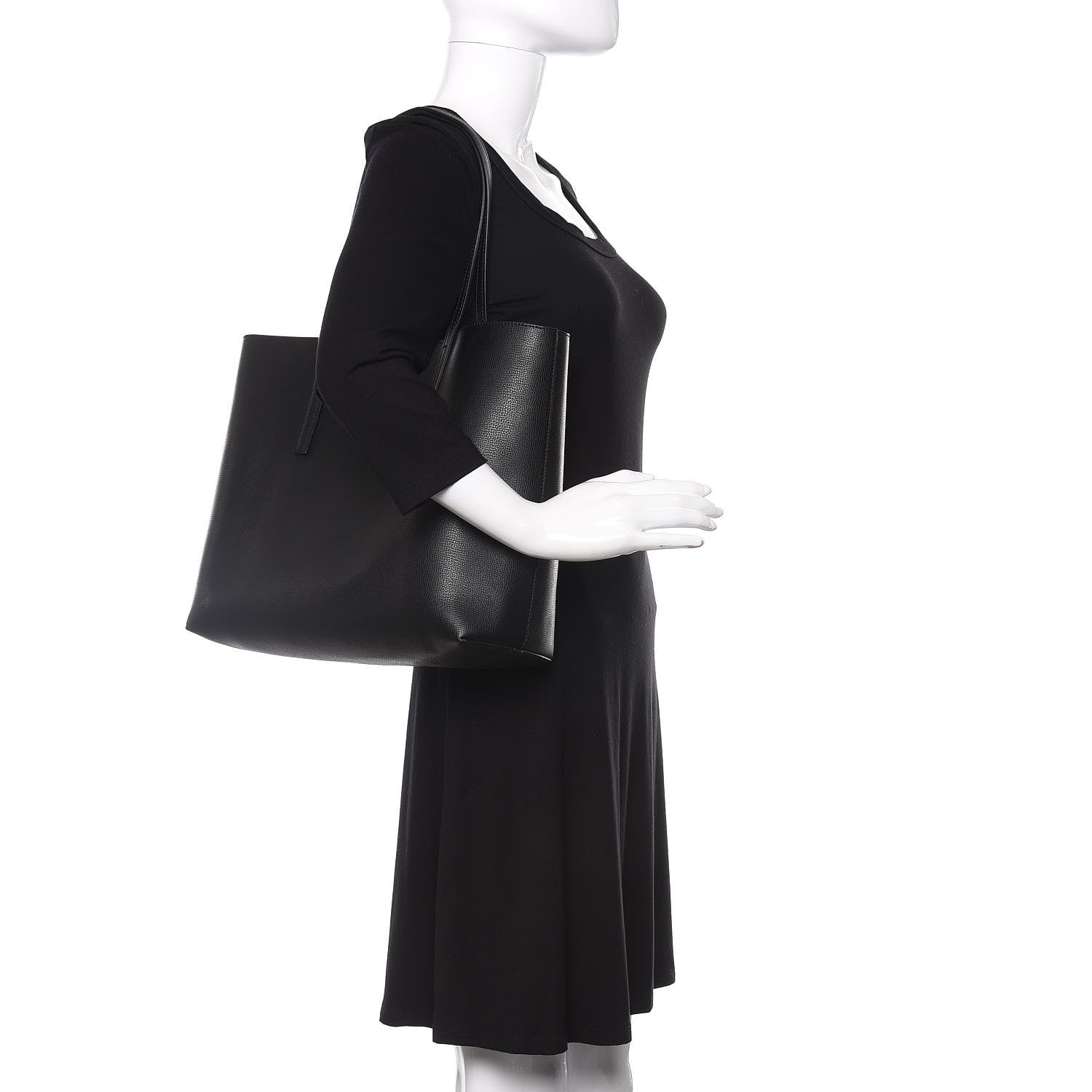 Fendi Vitello Vienna Enamel F is Fendi Shopping Tote Black Taupe 2 of 10