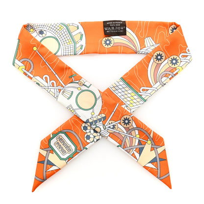 Hermes Silk Odyssey Twilly Orange Vert Jaune 1 of 4
