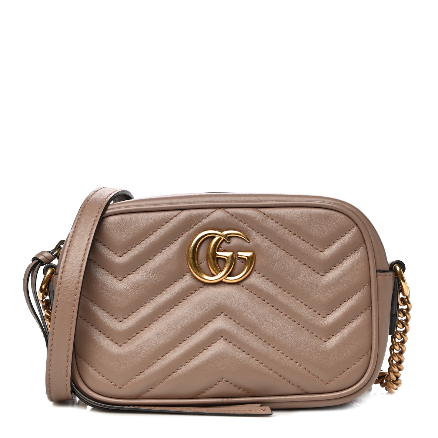 Calfskin Matelasse Mini GG Marmont Chain Shoulder Bag Porcelain Rose