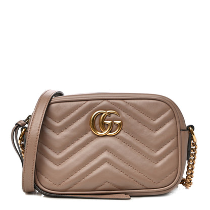 Gucci Calfskin Matelasse Mini GG Marmont Chain Shoulder Bag Porcelain Rose 1 of 19