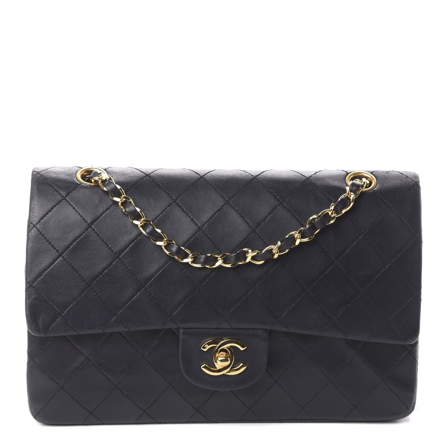 Chanel Lambskin Quilted Medium Double Flap Black 1 of 9