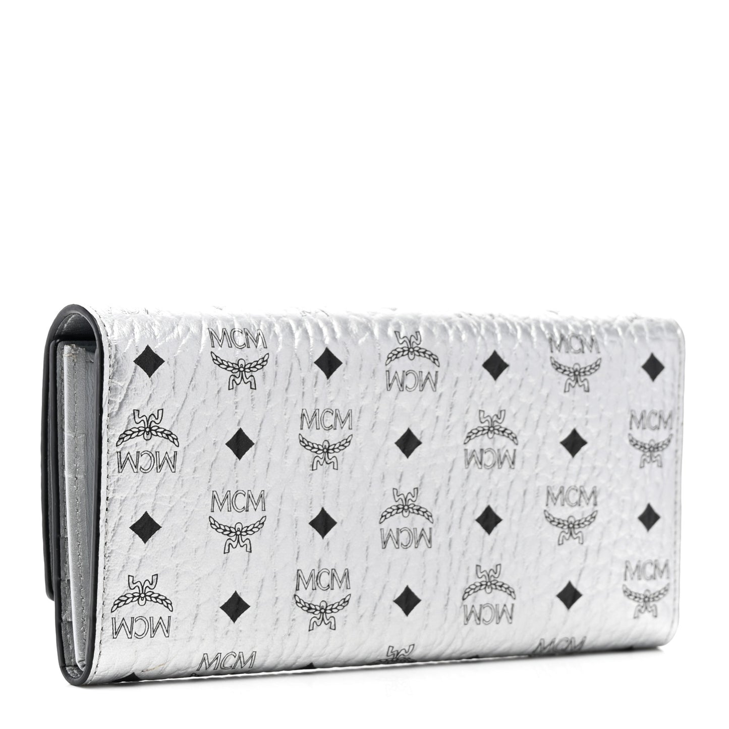 Metallic Visetos Large Tri-Fold Flap Wallet Berlin Silver