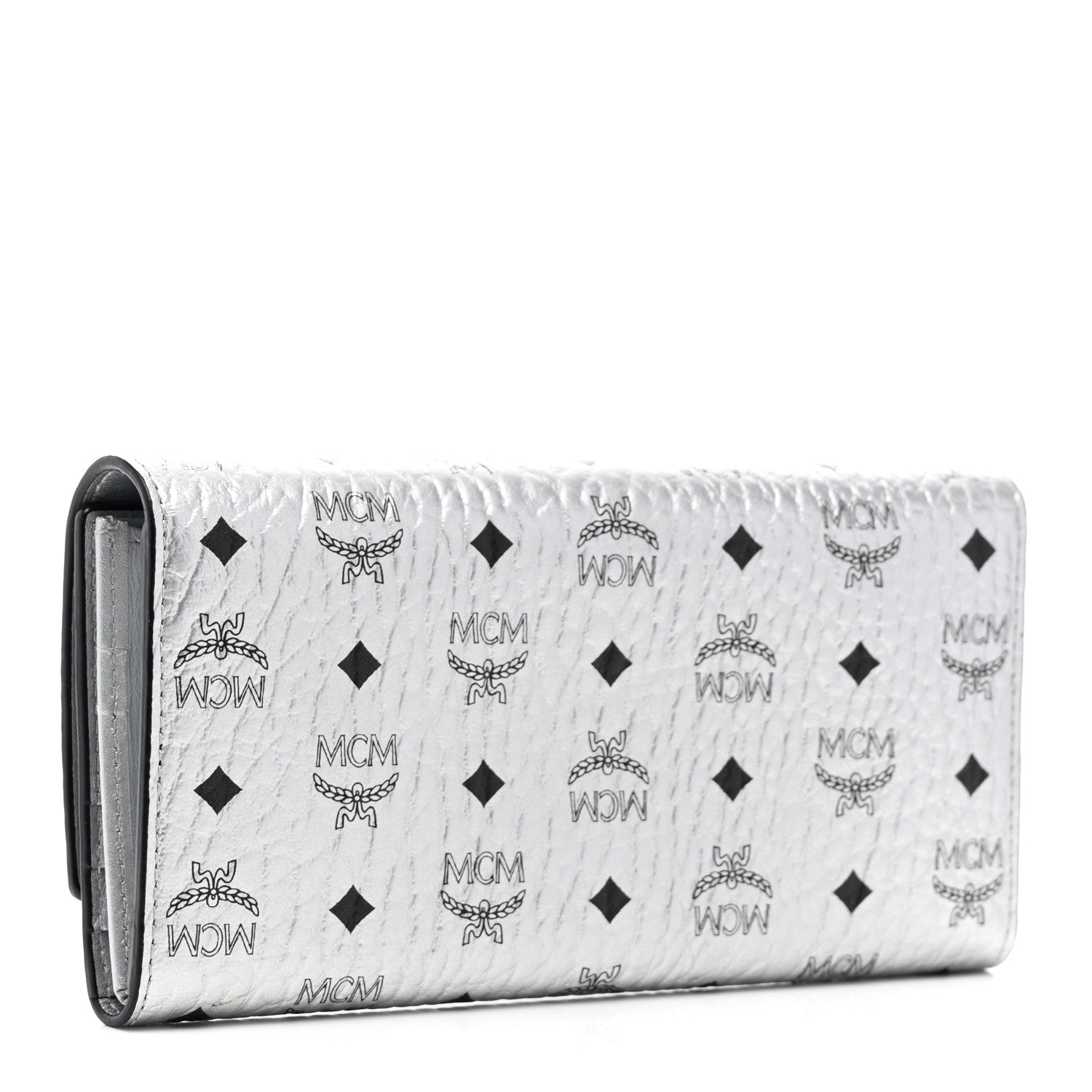 MCM Metallic Visetos Large Tri-Fold Flap Wallet Berlin Silver 3 of 6