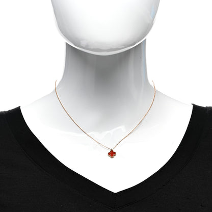 Van Cleef & Arpels 18K Rose Gold Carnelian Sweet Alhambra Pendant Necklace 2 of 5