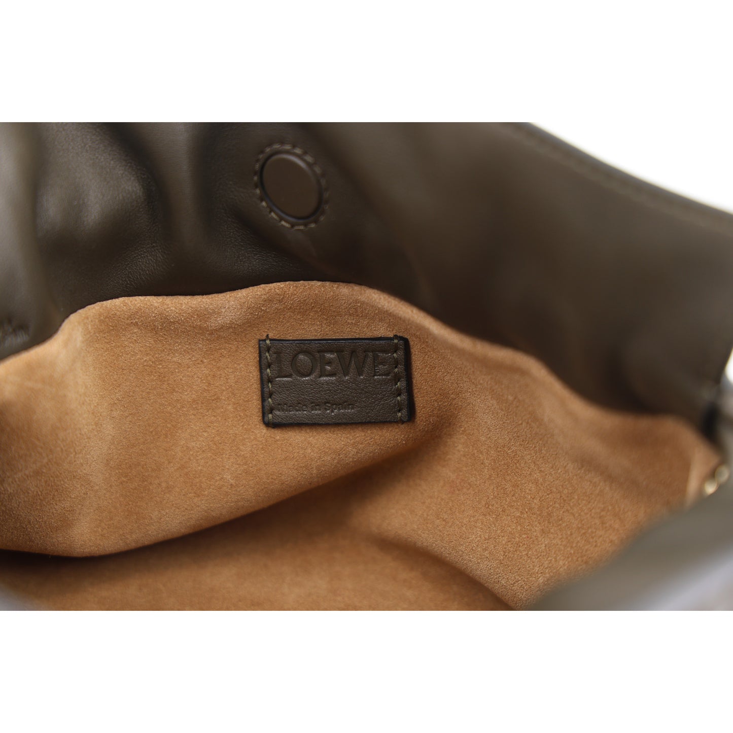 Calfskin Mini Flamenco Knot Clutch Dark Khaki