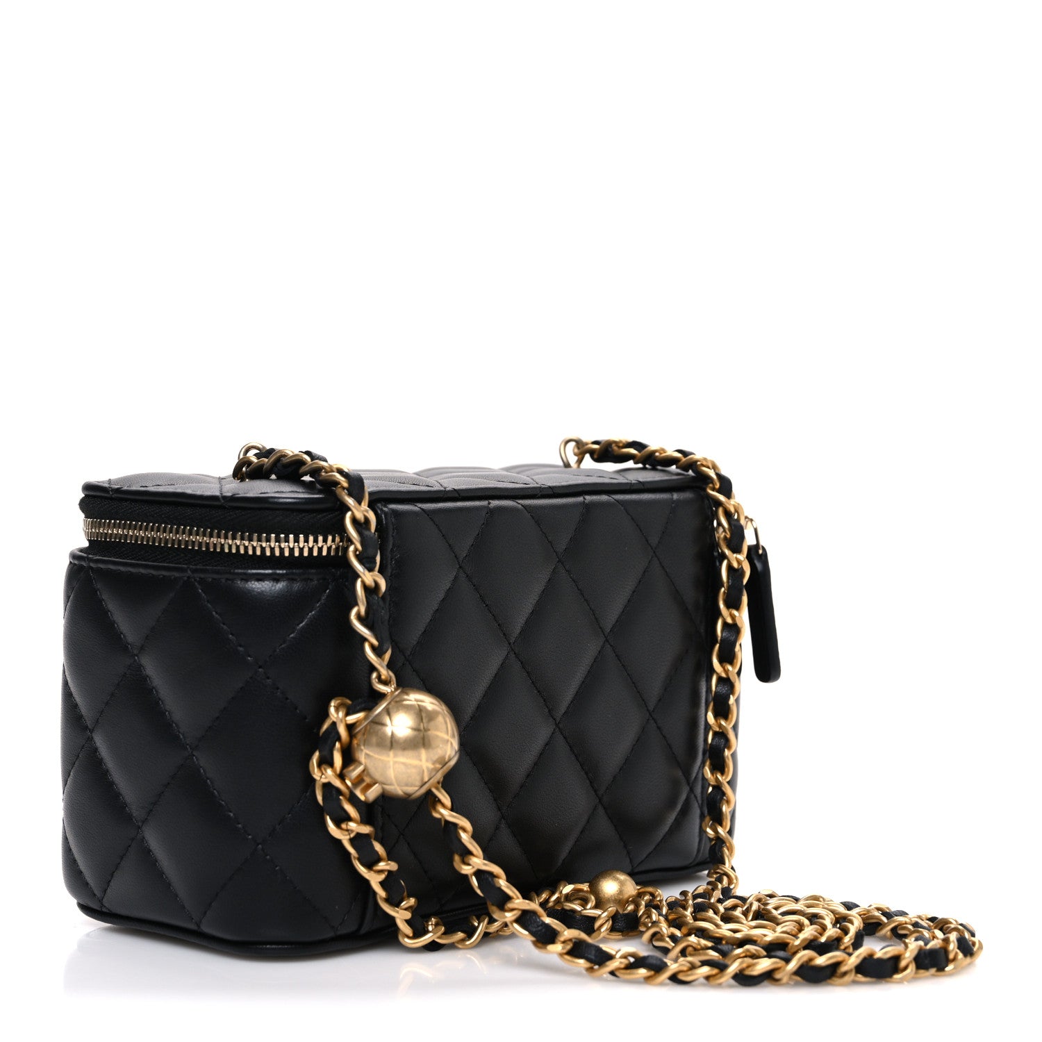 Chanel Lambskin Quilted Pearl Crush Small Vanity Case With Chain