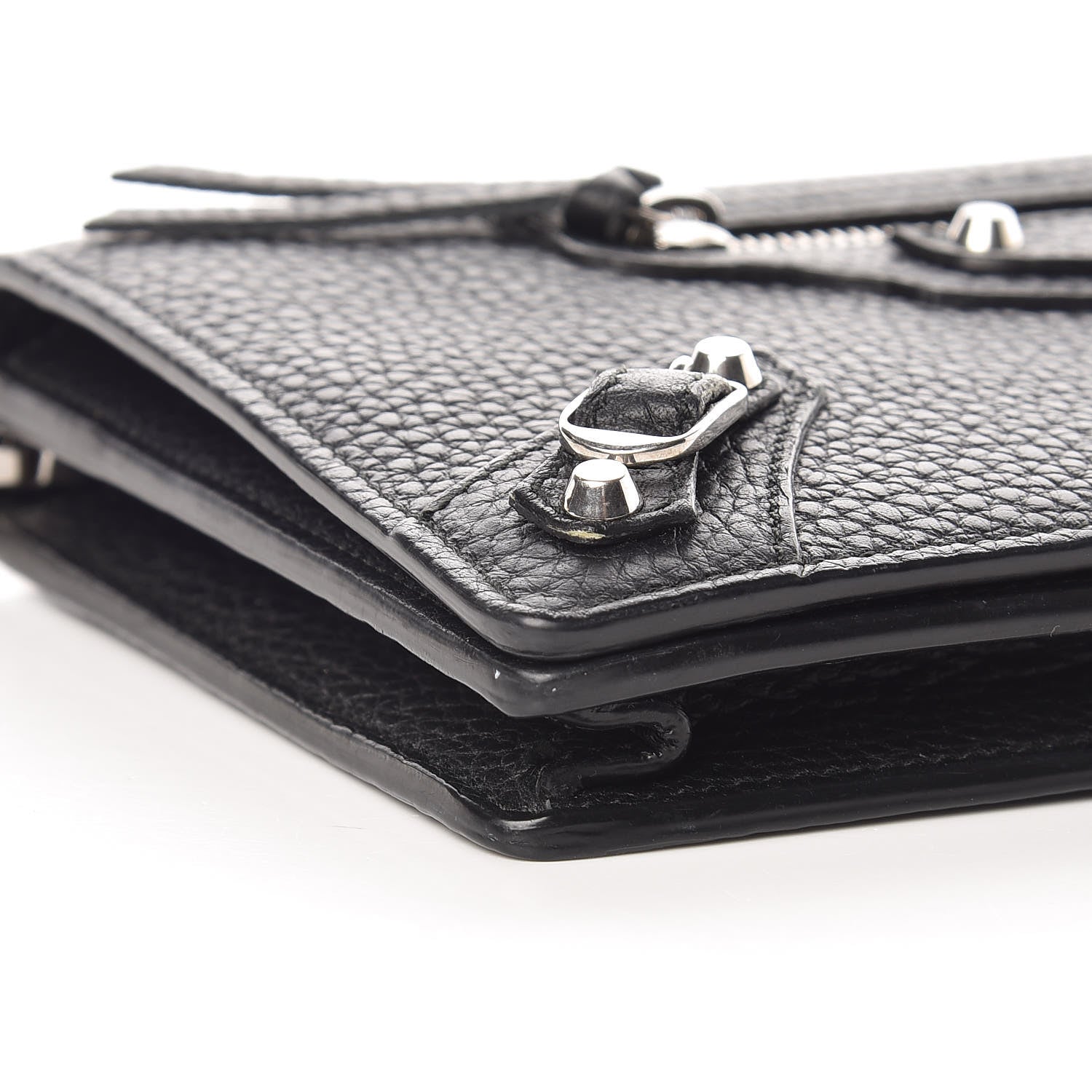 Balenciaga Grained Calfskin Classic Silver Hardware Wallet On Chain Black 5 of 9