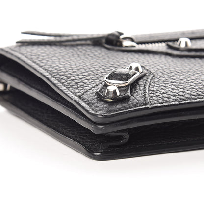 Balenciaga Grained Calfskin Classic Silver Hardware Wallet On Chain Black 5 of 9