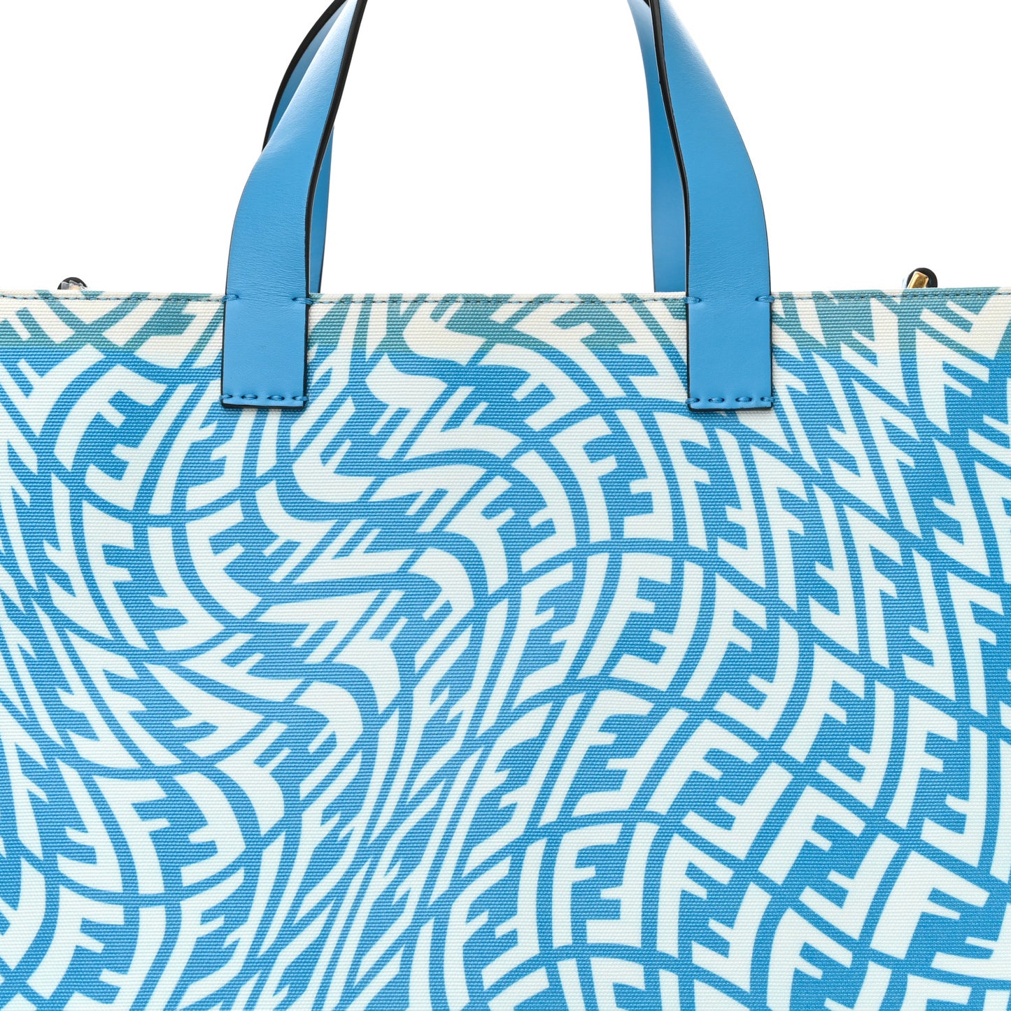 X SARAH COLEMAN Glazed Canvas Vitello King FF Vertigo Shopping Tote Bag Cyber Blue White