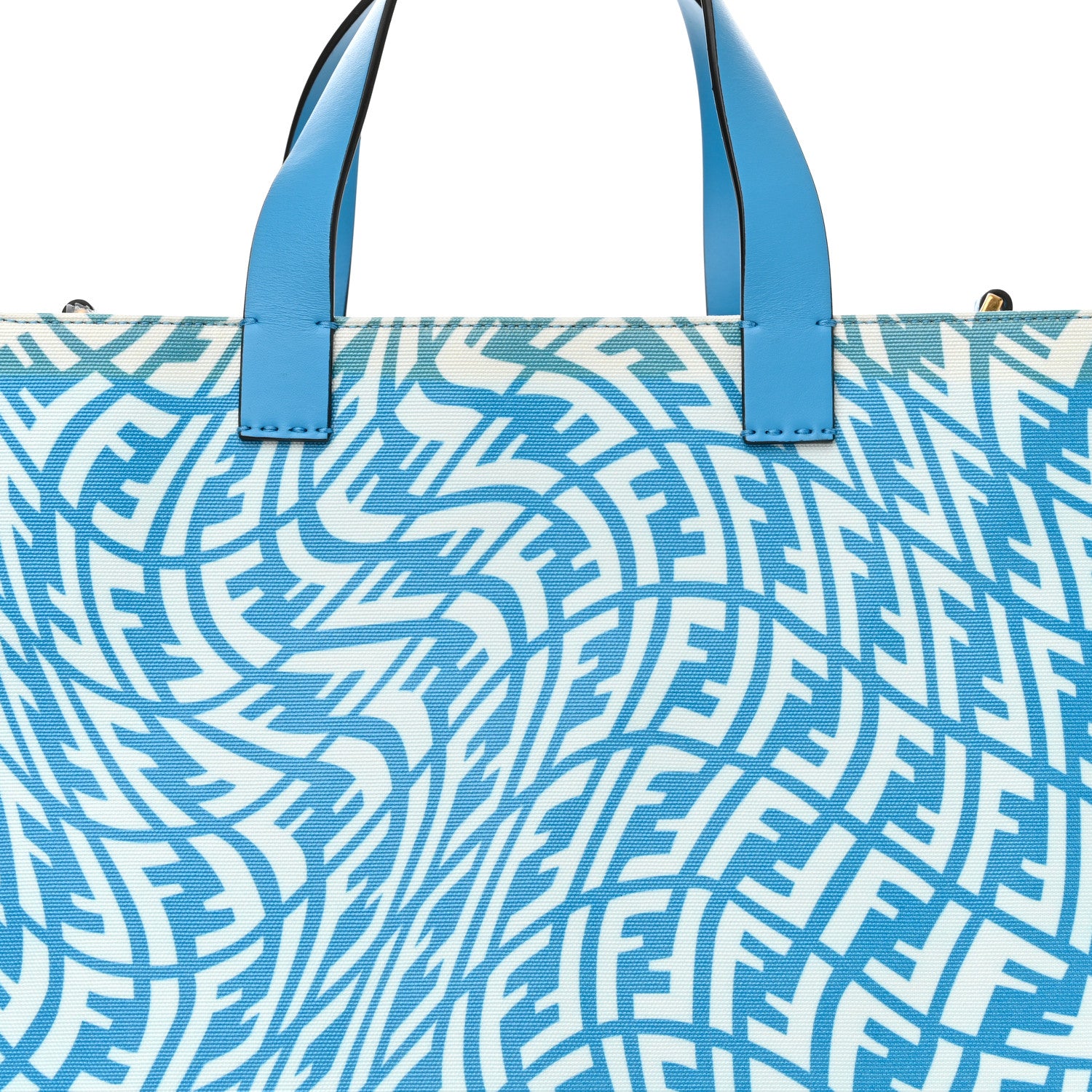 Fendi X SARAH COLEMAN Glazed Canvas Vitello King FF Vertigo Shopping Tote Bag Cyber Blue White 8 of 15