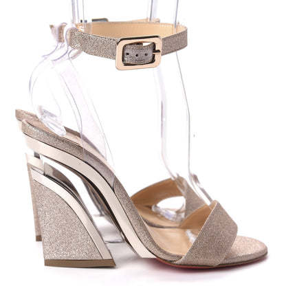 Christian Louboutin PVC Glitter Levitallo 100 Sandals 37.5 Nude 4 of 11