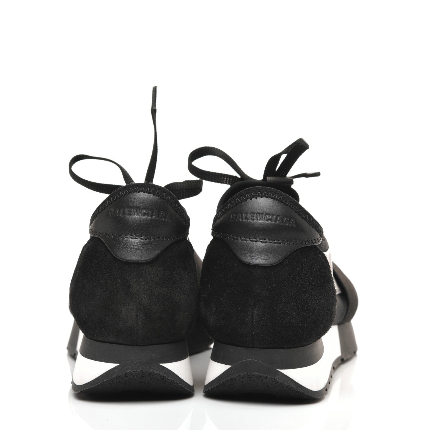 Balenciaga Mesh Calfskin Neoprene Suede Womens Race Runner Sneakers 38 Black 5 of 10