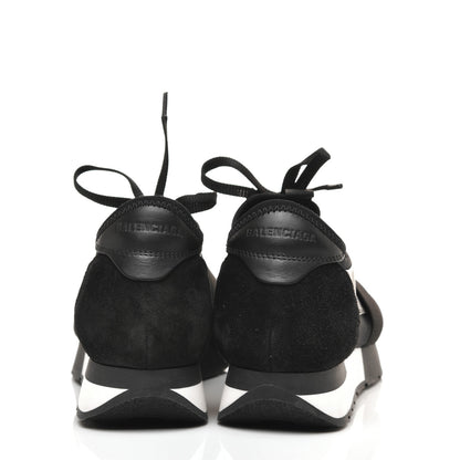 Balenciaga Mesh Calfskin Neoprene Suede Womens Race Runner Sneakers 38 Black 5 of 10