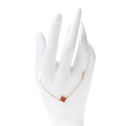 Van Cleef & Arpels 18K Rose Gold Carnelian Sweet Alhambra Bracelet 2 of 8