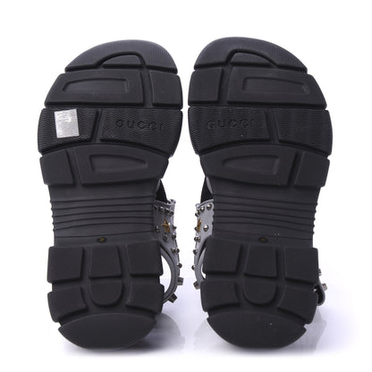 Gucci Technical Canvas Calfskin Reflective Studded Mens Aguru Sandals 10 Silver Black 5 of 8
