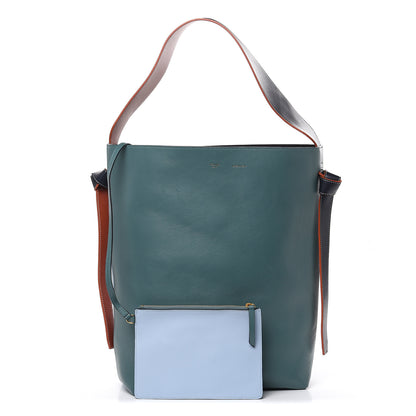 Celine Shiny Smooth Calfskin Small Twisted Cabas Green Smoke Pale Blue 1 of 13
