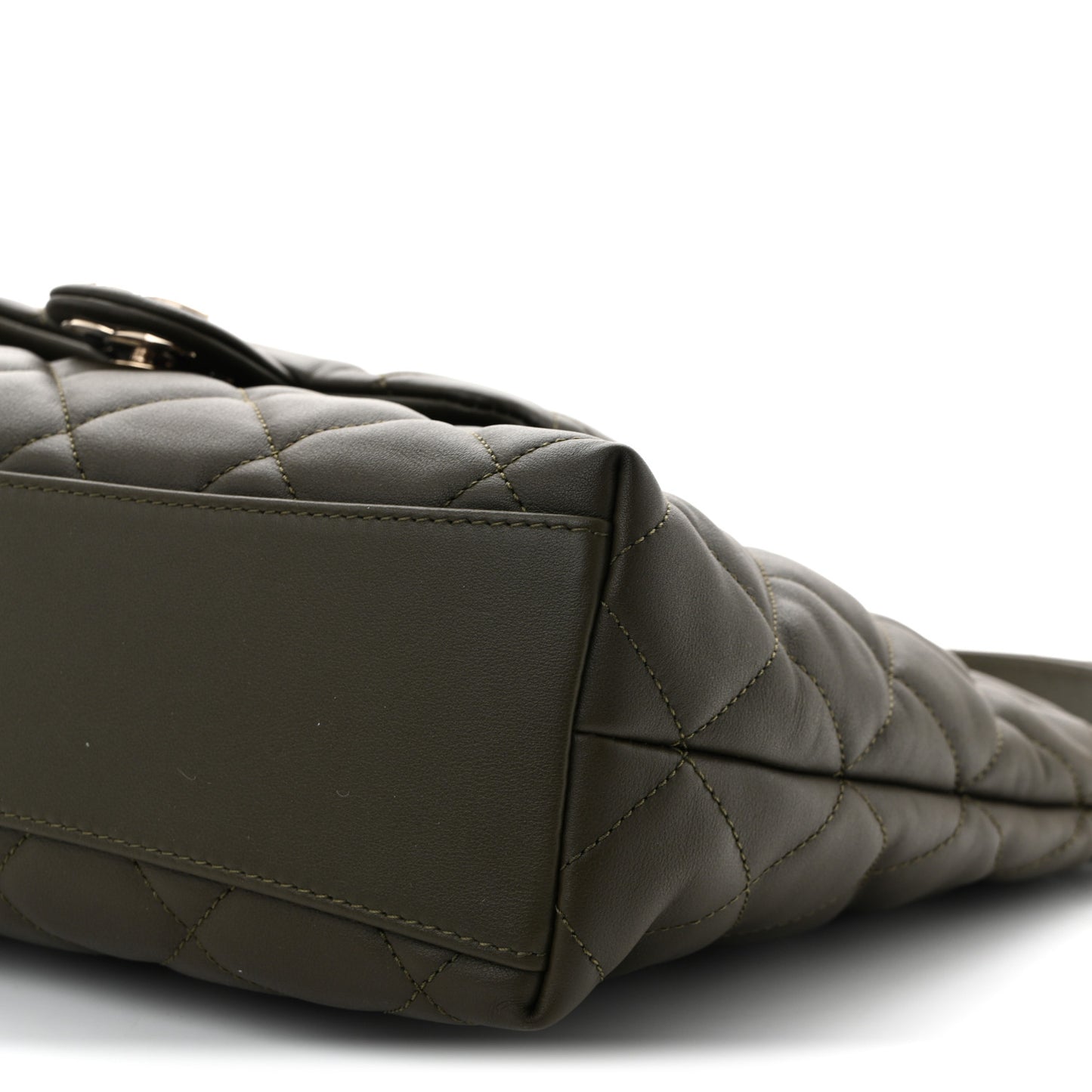 Calfskin Quilted Coco Mellow Hobo Khaki