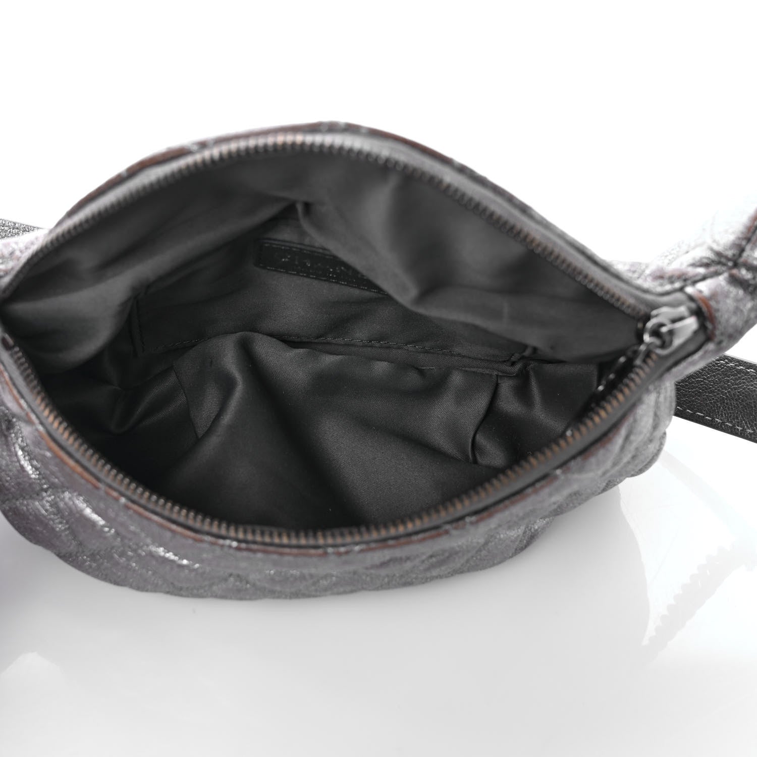 Chanel Metallic Goatskin Quilted Banane Waist Bag Fanny Pack Silver 5 of 8
