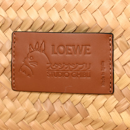Loewe X MY NEIGHBOR TOTORO Raffia Dust Bunnies Basket Tote Bag Black Tan 6 of 15