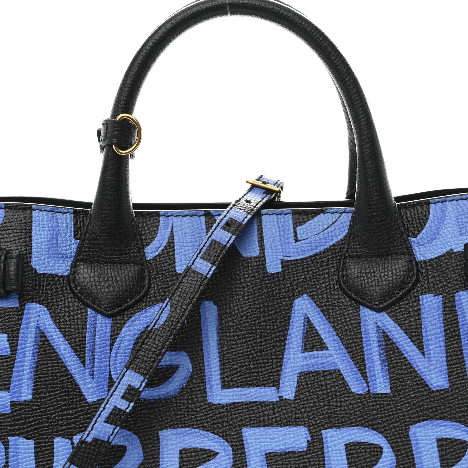 Burberry Grainy Calfskin Graffiti Print Medium Banner Tote Black 9 of 11
