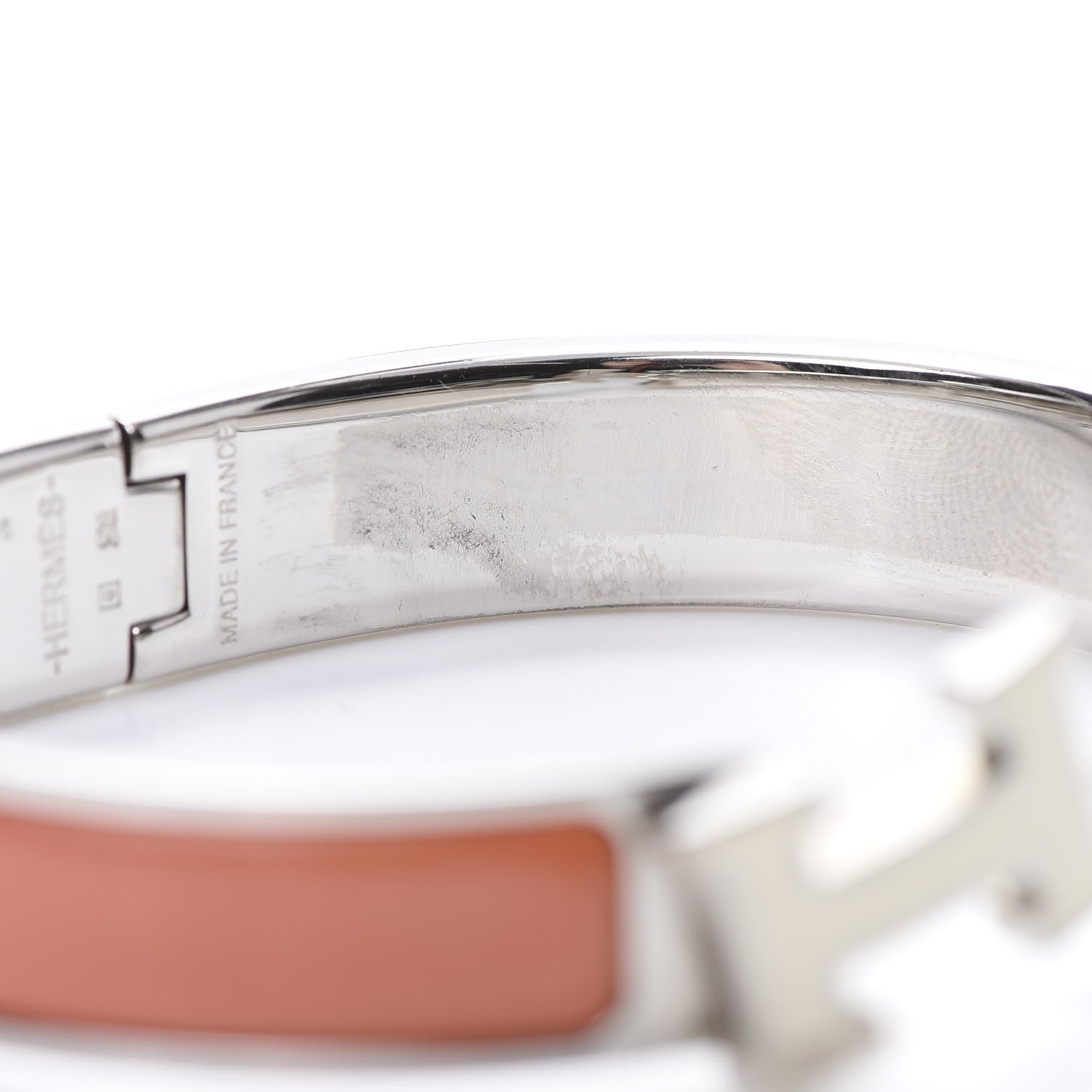 Hermes Enamel Narrow Clic Clac H Bracelet GM Mango White 6 of 6
