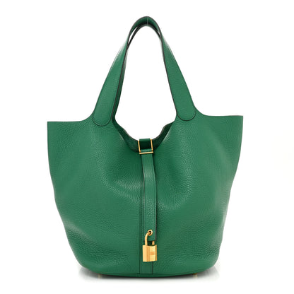 Hermes Taurillon Clemence Picotin Lock 22 MM Vert Vertigo 1 of 10