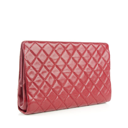 Chanel Caviar Quilted CC Large Clutch Dark Red 3 of 7