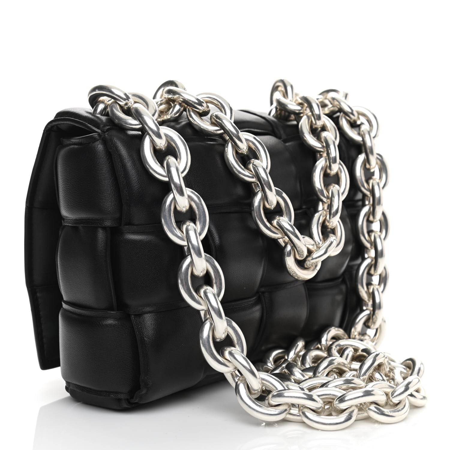 Bottega Veneta Lambskin Maxi Intreccio Padded Chain Cassette Crossbody Bag Black 3 of 9