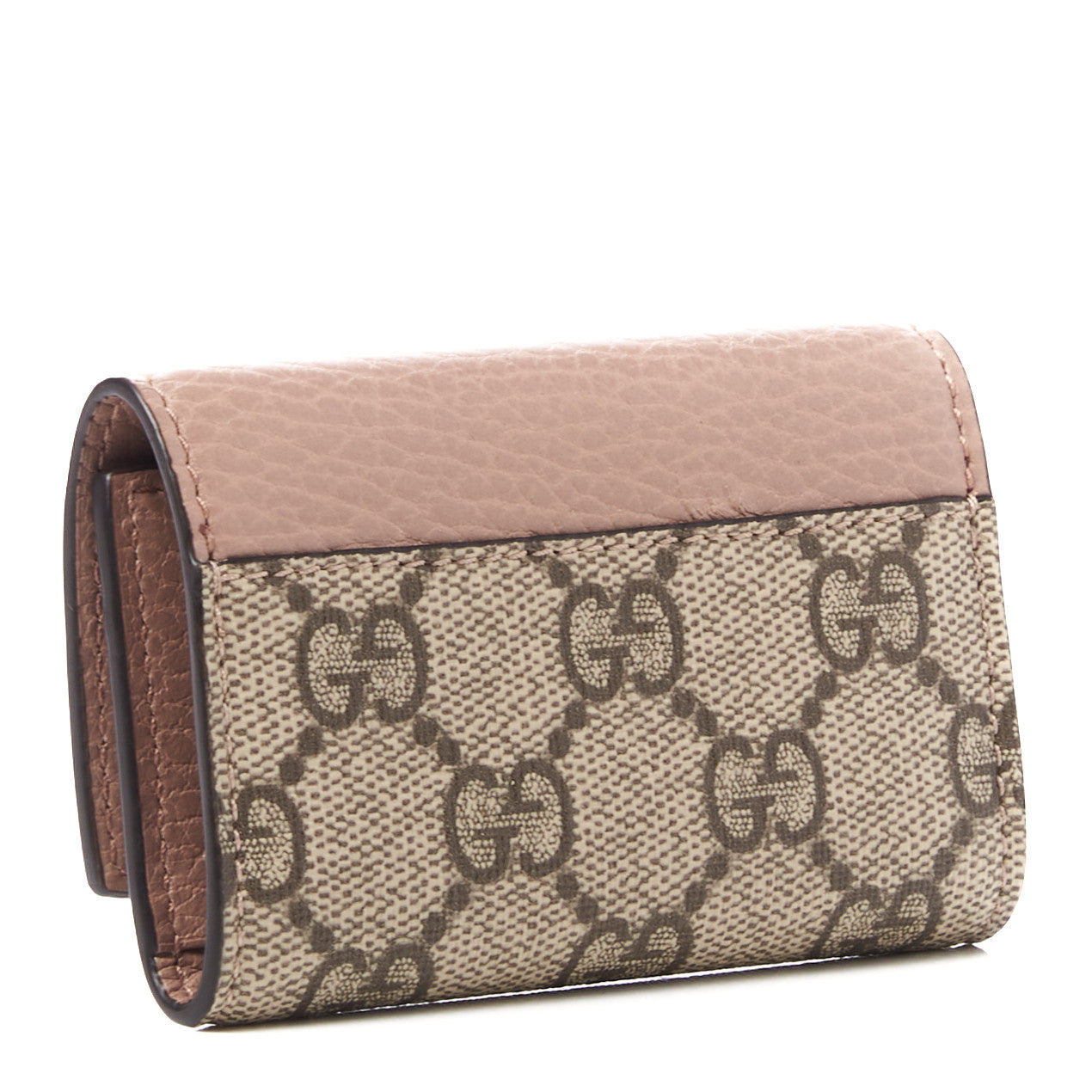 Dollar Calfskin GG Supreme Monogram GG Marmont 6 Key Holder Case Porcelain Rose Beige Ebony