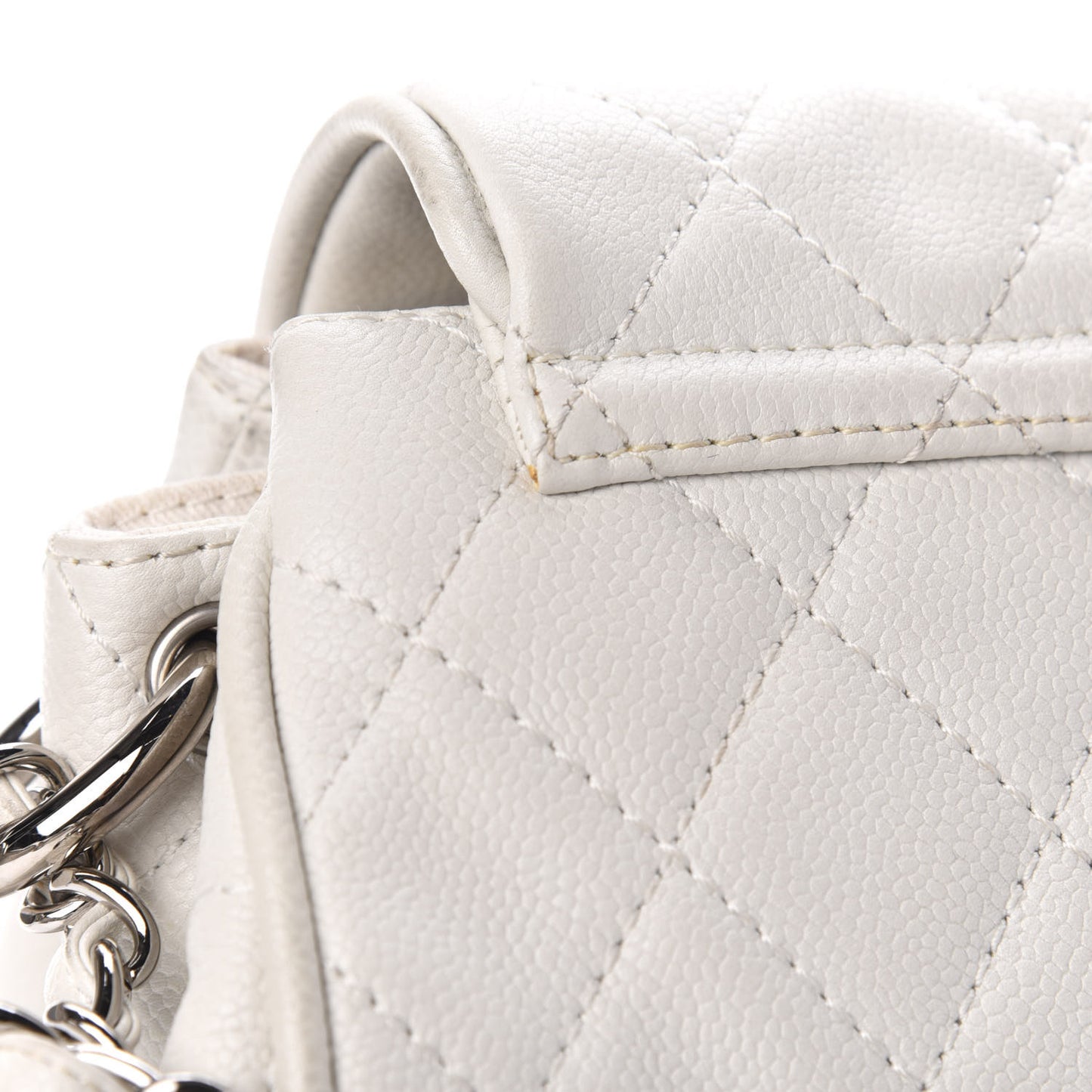 Caviar Quilted Timeless Accordion Flap White