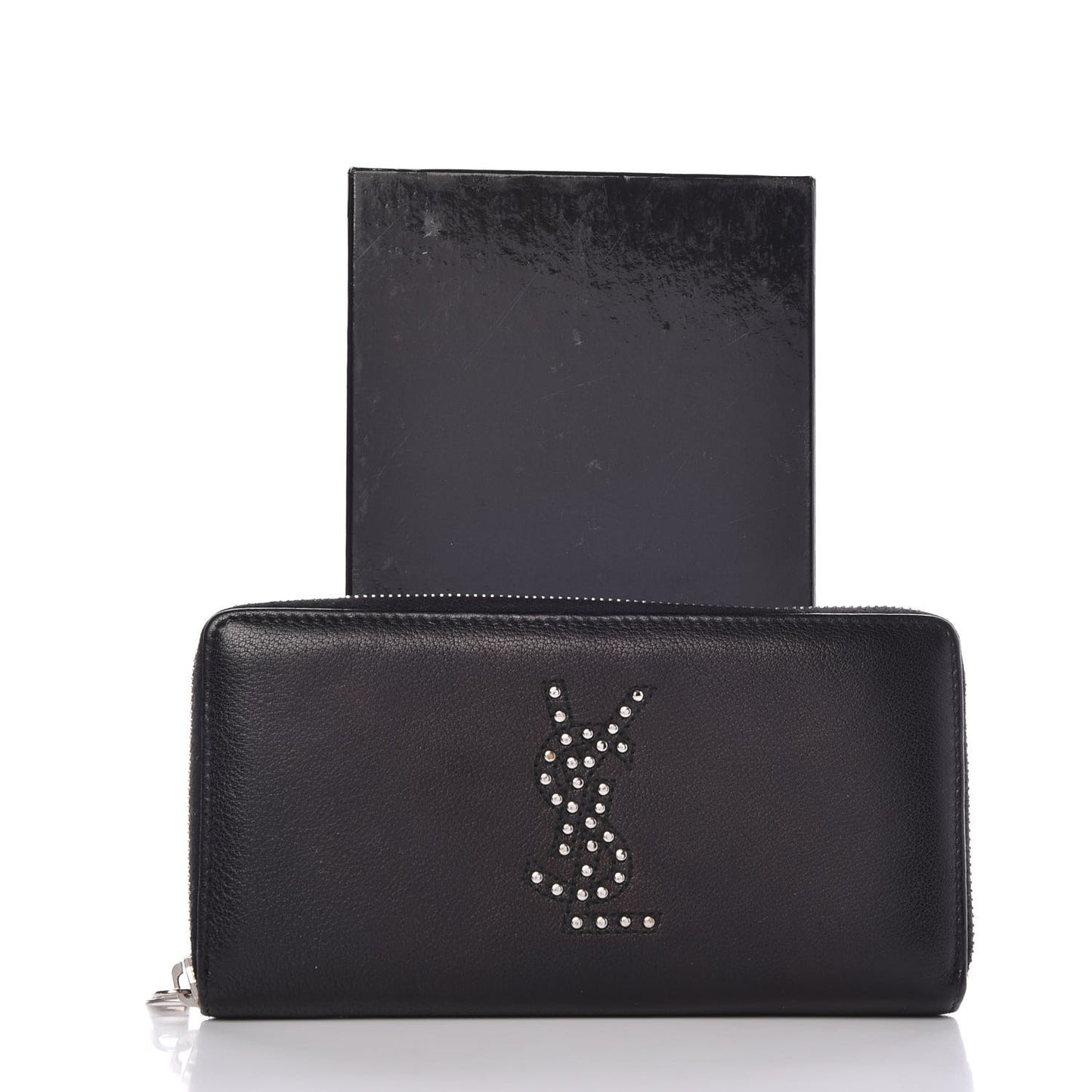 Calfskin Studded Belle de Jour Long Wallet Black