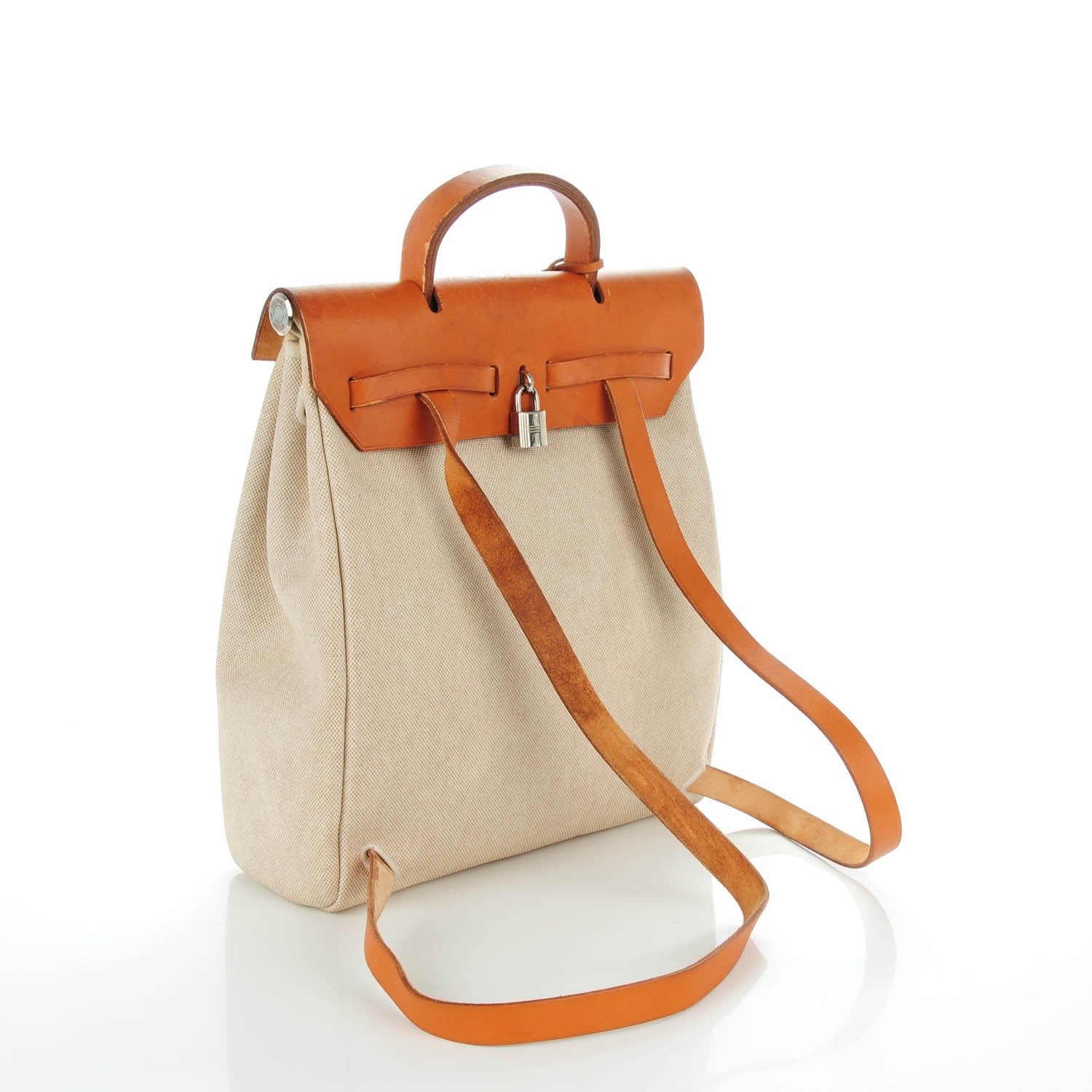 Hermes Toile Vache Calfskin Herbag 30 PM Backpack Natural 3 of 14