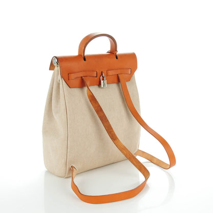 Hermes Toile Vache Calfskin Herbag 30 PM Backpack Natural 3 of 14