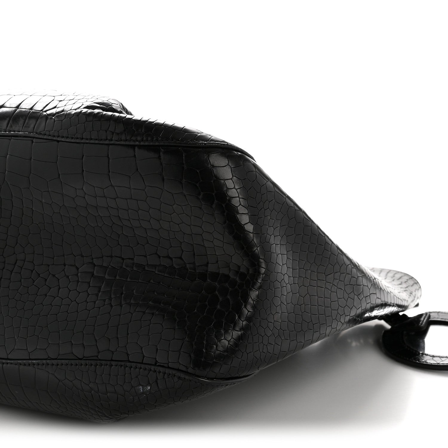 Alaia Calfskin Crocodile Embossed Bucket Bag Black 10 of 14