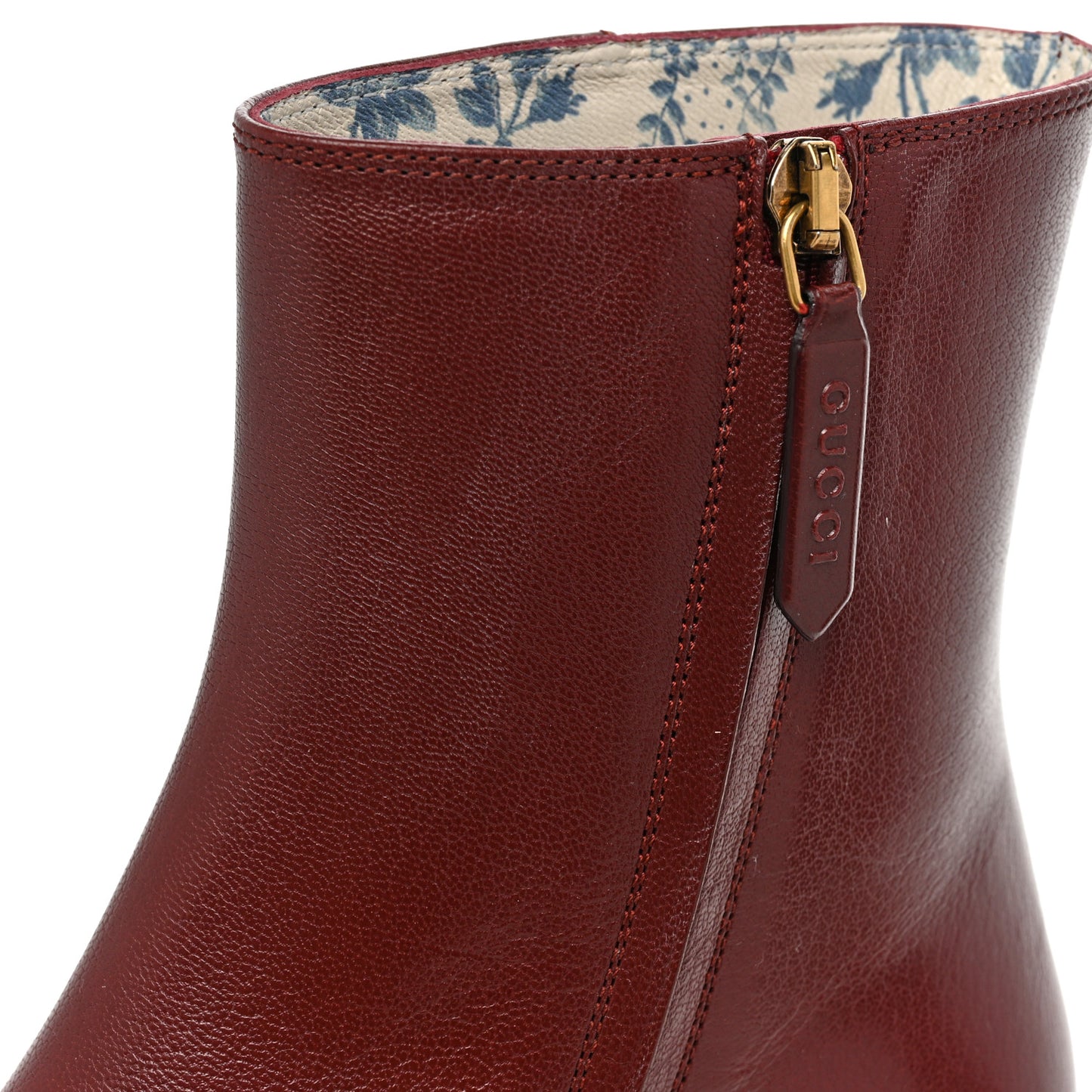 Goatskin Hills Logo Ankle Boots 36.5 Burgundy Beige