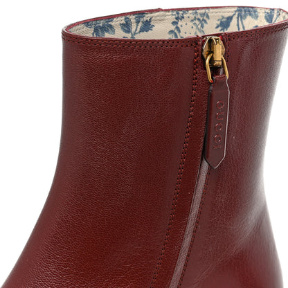 Gucci Goatskin Hills Logo Ankle Boots 36.5 Burgundy Beige 10 of 13