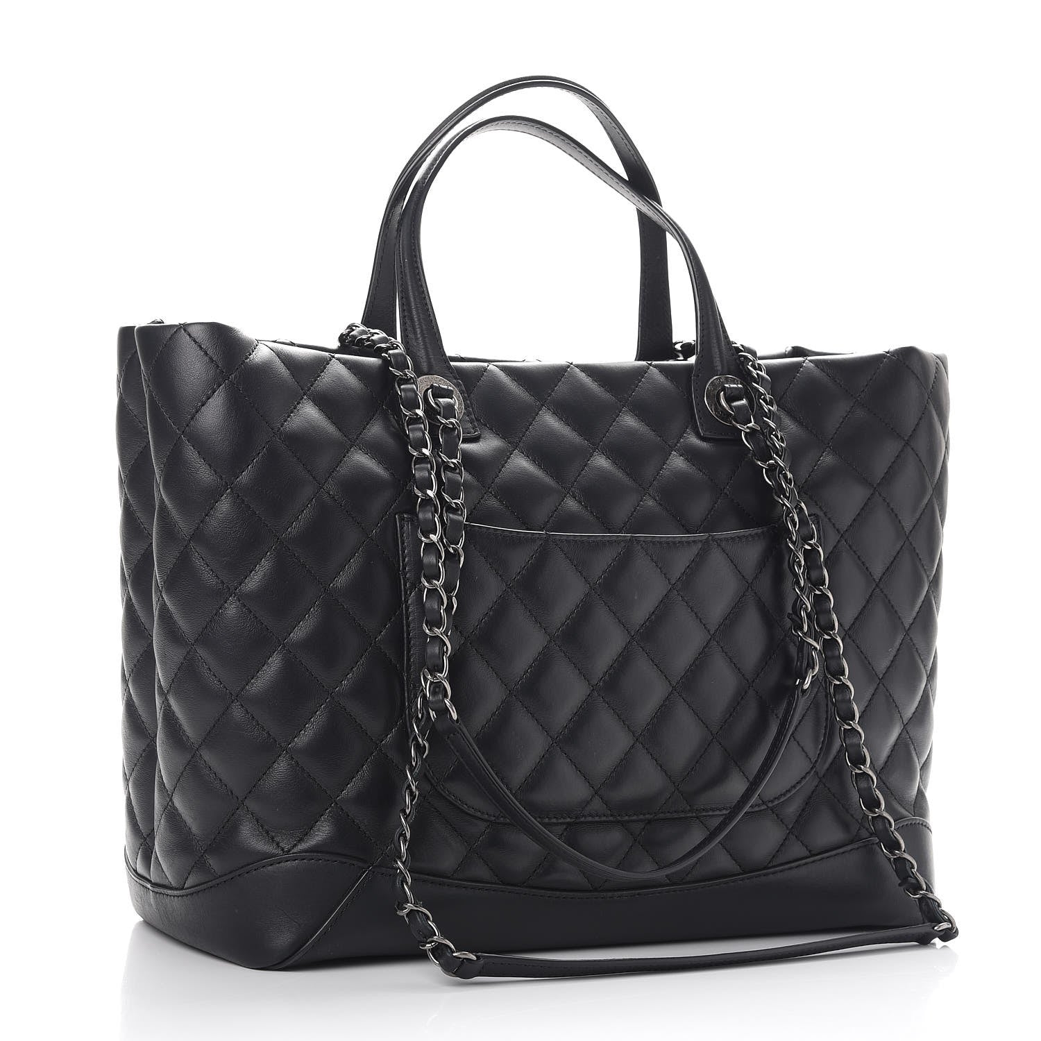 Chanel Calfskin Quilted Large Easy Shopping Tote Black 4 of 11
