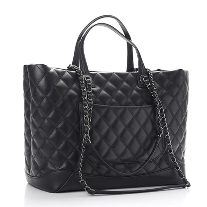 Chanel Calfskin Quilted Large Easy Shopping Tote Black 4 of 11