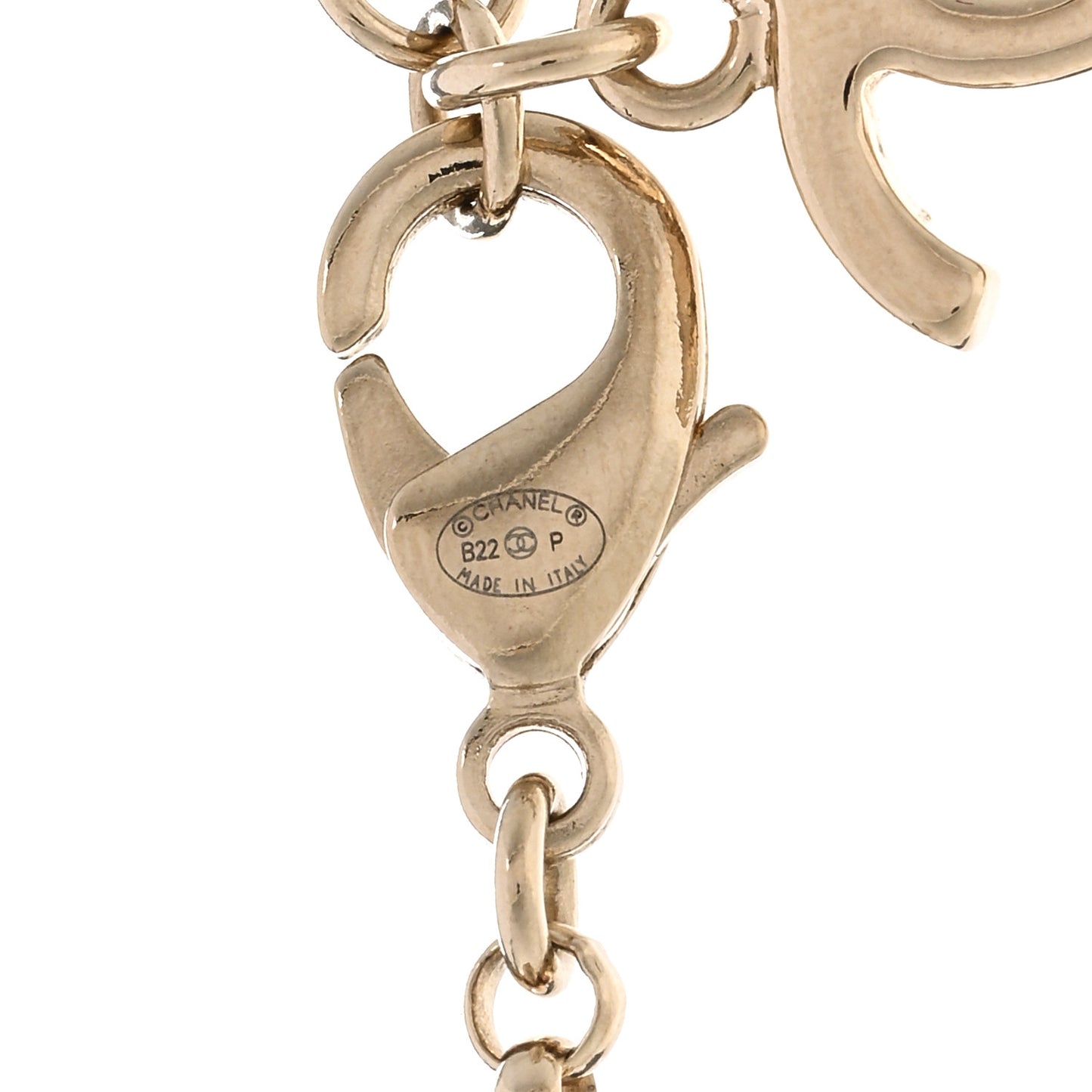 Metal CC Heart Coco In Love Drop Necklace Gold