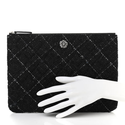 Chanel Tweed Lambskin Quilted Small Case Black 2 of 7