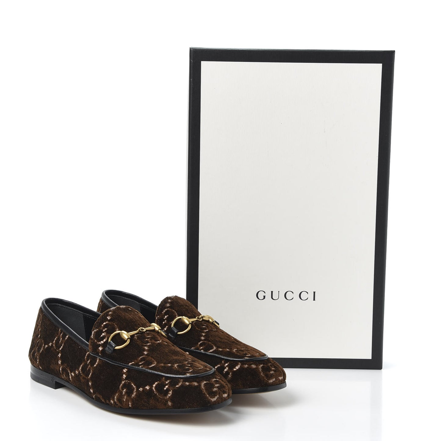 Velvet GG Monogram Horsebit Womens Jordaan Loafers 36 Brown Black