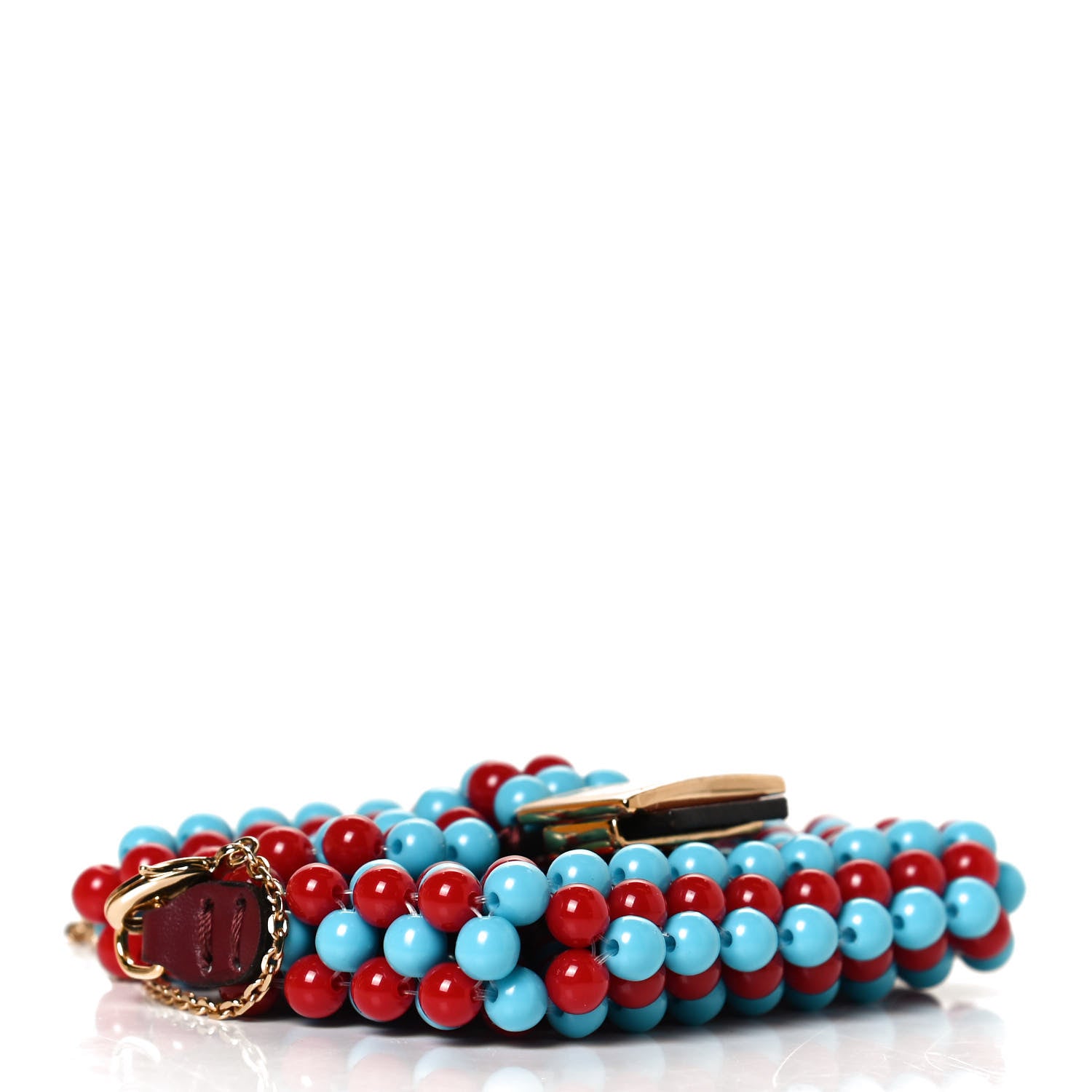 Fendi Glass Beaded Mini Pico Baguette Charm Red Blue 4 of 10