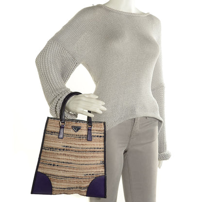 Prada Tweed Vitello Flat Tote Bag 2 of 8