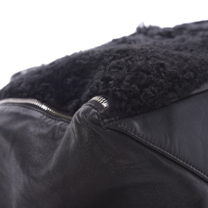Celine Shiny Smooth Calfskin Shearling Horizontal Cabas Zipper Tote Black 12 of 17