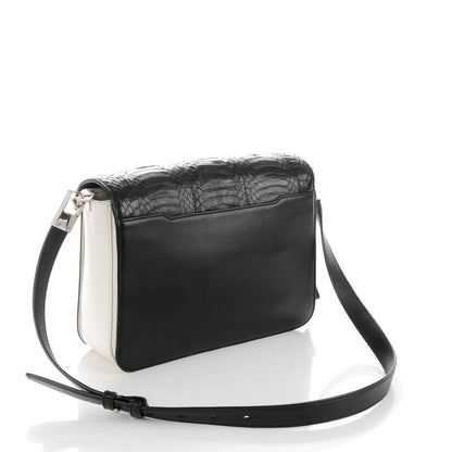 Alexander Wang Snake Calfskin Embossed Large Prisma Envelope Sling Black White 3 of 8