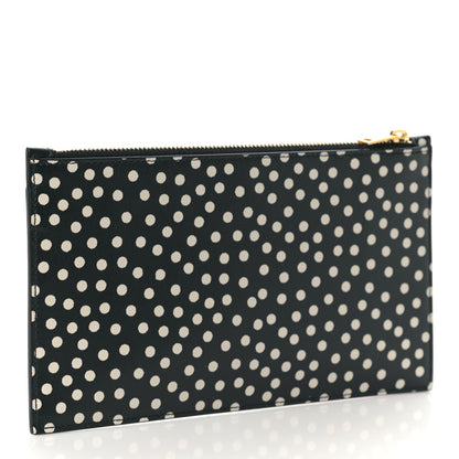 Saint Laurent Calfskin Polka Dot Monogram Zip Bill Pouch Black White 3 of 9